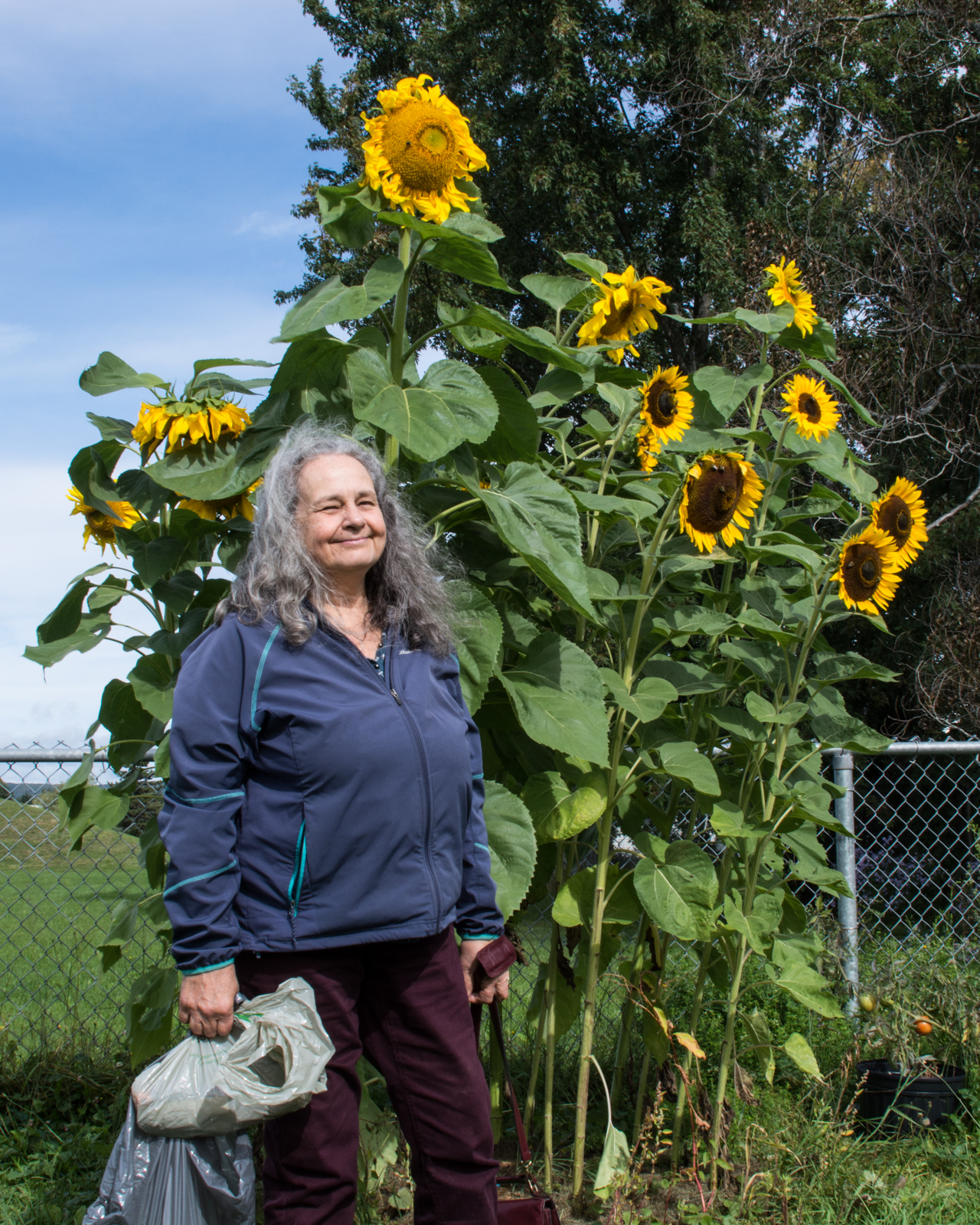 older women with sunflowers