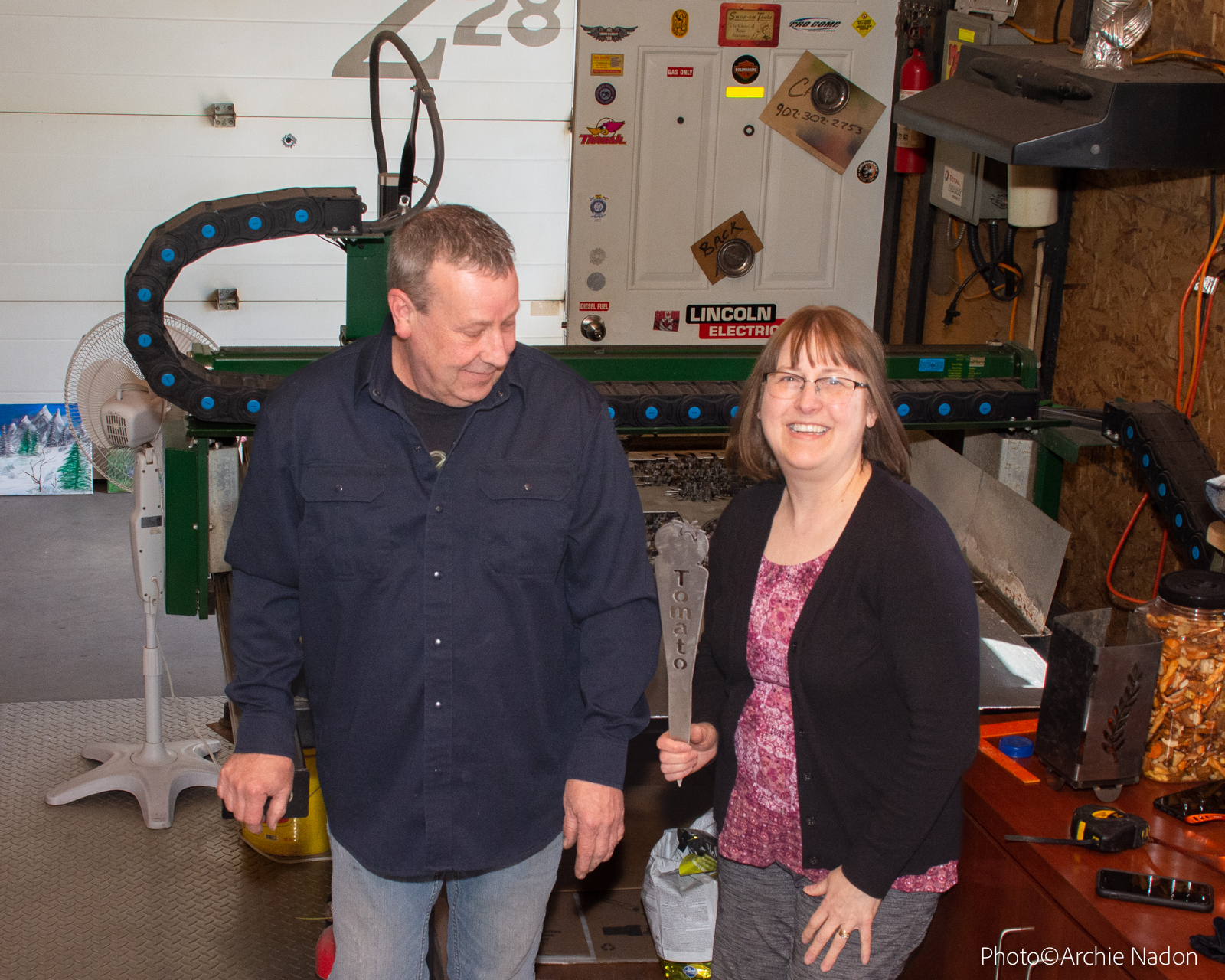 Greg and Kelly Gillis with their CNC plasma cutter.