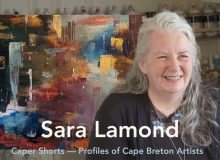 woman in front of painting